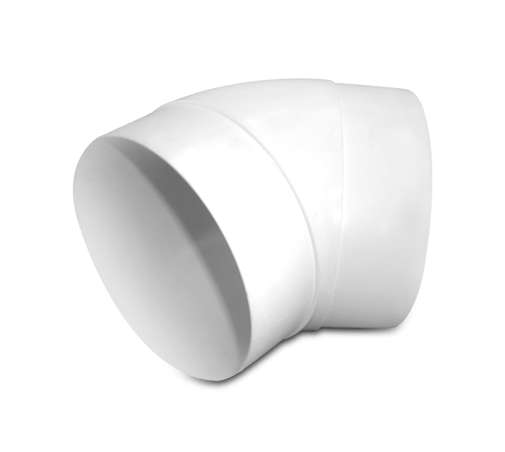 VORTICE - Curva a gomito 45° rotonda Ø 125 in polistirene VKC351.