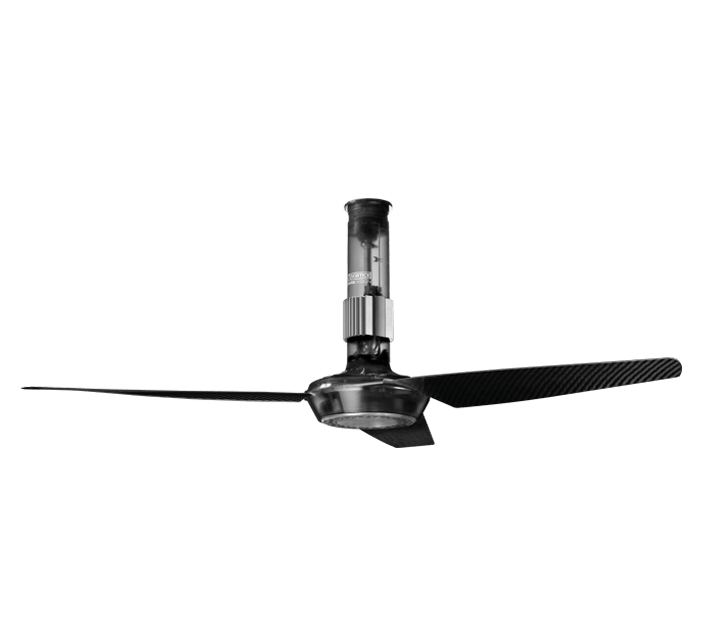 VORTICE - Nordik air design 140-17 trasparente ventilatori da soffitto reversibili pale in fibra di carbonio LED regolabili telecomando RF motore silenzioso sicuro