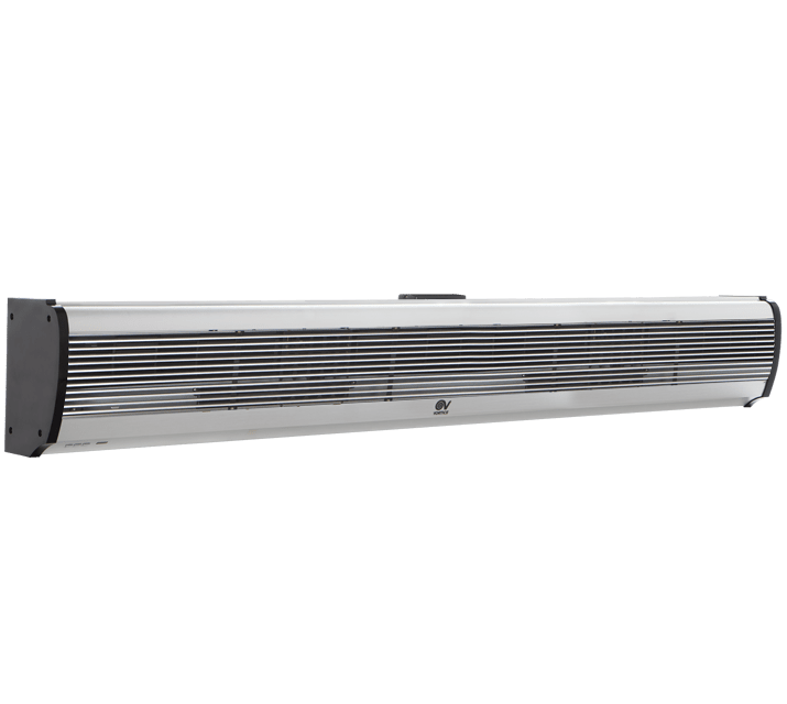 VORTICE - Air Door AD2000 ES: barriere d'aria a risparmio energetico con pannello in alluminio, motore EC, ventole tangenziali, telecomando IR, alette regolabili.