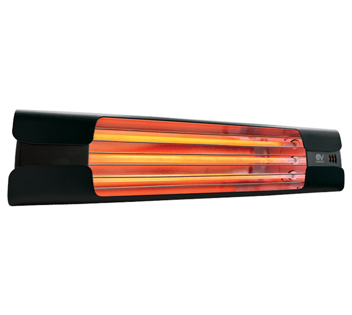 VORTICE - Thermologika design grigio antracite, lampade a raggi infrarossi con fianchi in alluminio nero, gusci grigio antracite, griglia in acciaio inox.