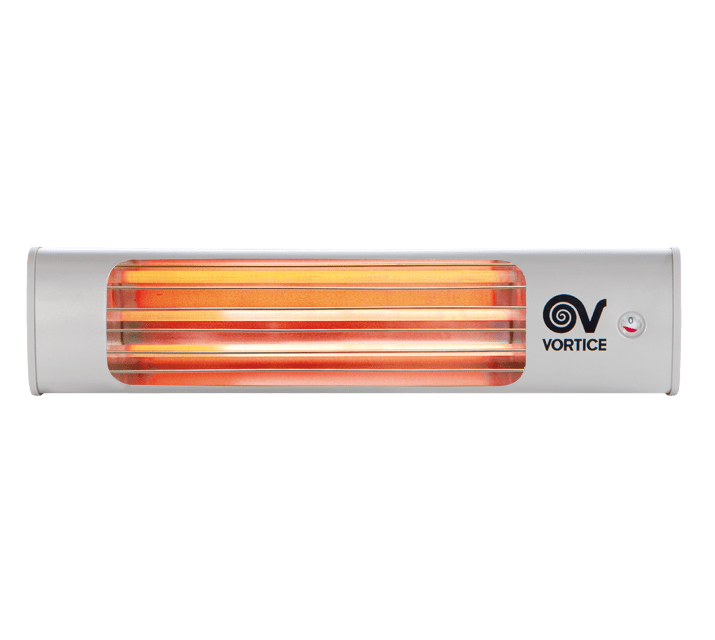 VORTICE - Thermologika lampada infrarossi installazione, fianchi nylon grigio, coperchio acciaio inox, 3 lampade 600W, inclinabile 30°, staffa inclusa.