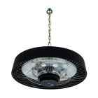 VORTICE - Thermologika Sky: lampada infrarossi soffitto, calotta alluminio nero, griglia inox, 2000W, parabola riflettente, cavo 2m, telecomando.