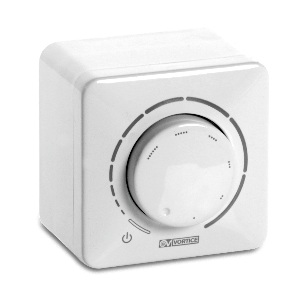 VORTICE - Potenziometro da parete e incasso in scatola DIN bianco resistenza 10 kO switch 4 A/250 Vac 10 A/12 Vdc IP44 incasso IP54 parete.