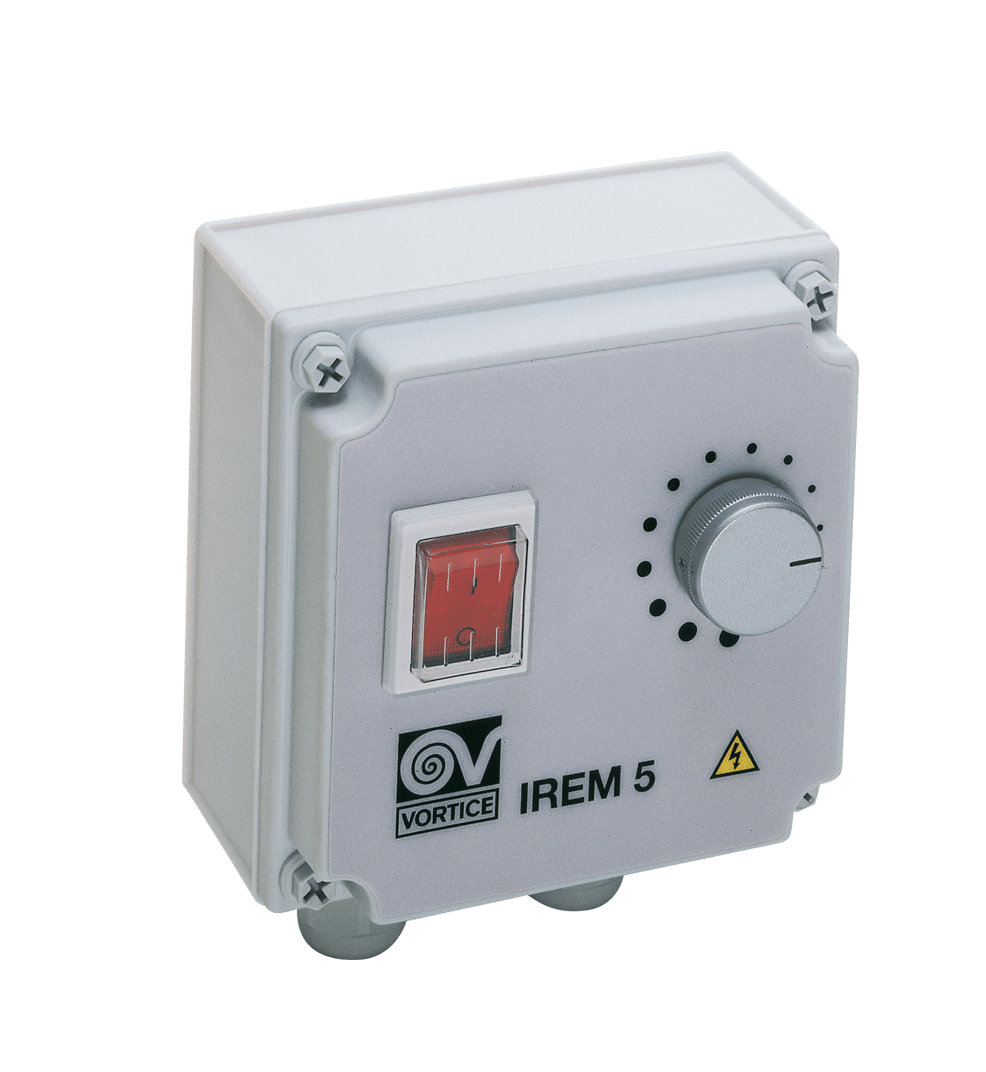 VORTICE - IREM 5 CD 99250081 regolatore elettronico velocità monofase 220-240V 50Hz motori AC grigio chiaro carico max 5A IP54 potenziometro integrato