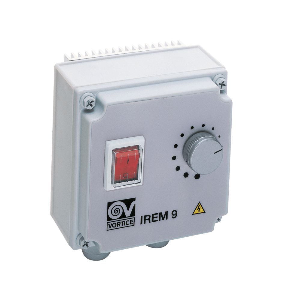 VORTICE - IREM 9 CD 99250082 regolatore elettronico velocità monofase 220-240V 50Hz motori AC max 9A IP54 potenziometro integrato grigio chiaro.