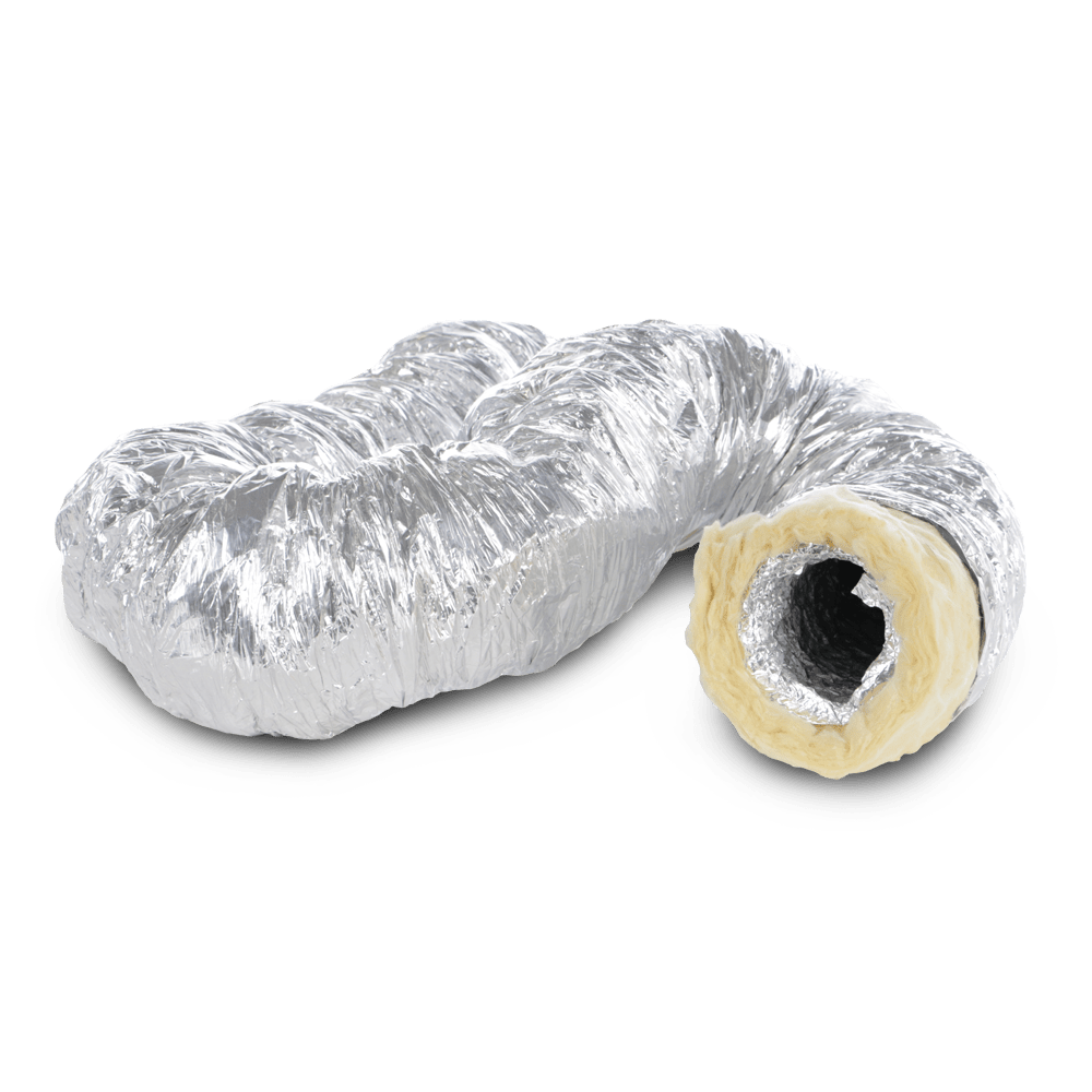 VORTICE - AFD-ACU 100-10: tubo flessibile con isolamento termo acustico, condotto in alluminio perforato, lana di vetro, pellicola d’alluminio rinforzata.