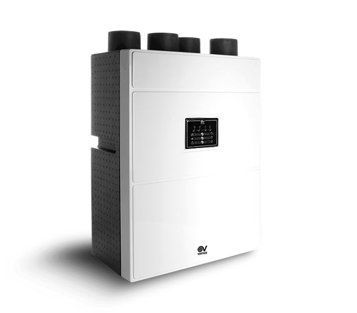 VORTICE - Vort HR 300 Neti, versione per Italia ed export, involucro in polipropilene espanso, pannello frontale in resina lucida, bocche 125 mm, 2 motori EC.