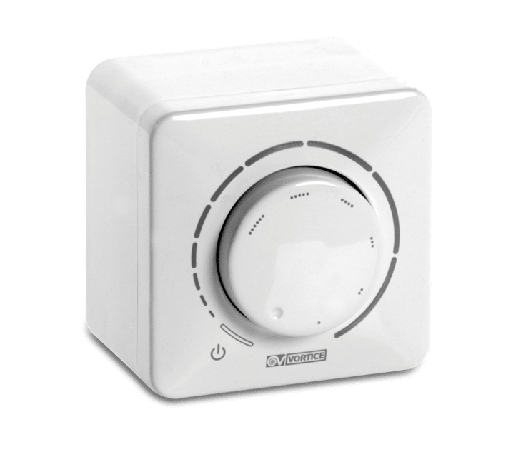 VORTICE - Potenziometro da parete e incasso in scatola DIN bianco resistenza 10 kO switch 4 A/250 Vac 10 A/12 Vdc IP44 incasso IP54 parete.
