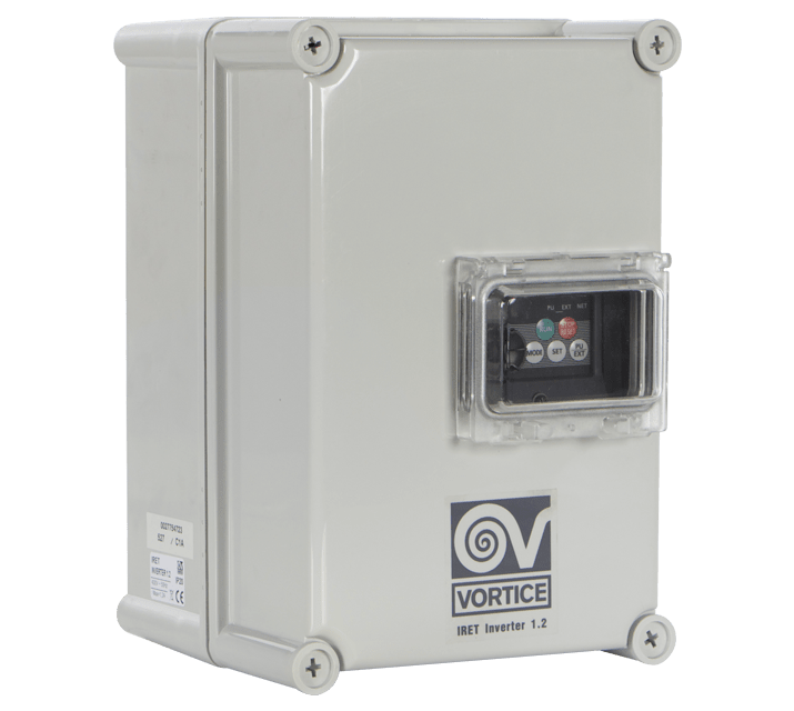 VORTICE - Iret inverter 1.2 regolatore velocità trifase motori AC, max 1.2 A, IP20, cavi 200 m, input 0-10 V, filtro EMC, altitudine max 1000 m.