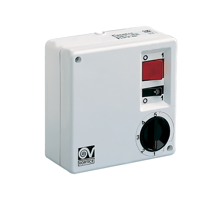 VORTICE - SCRR5L, gruppo comandi ventilatori soffitto Vortice, 220-240V, parete, bianco, max 250W, On/Off, 5 velocità, rotazione, luce.