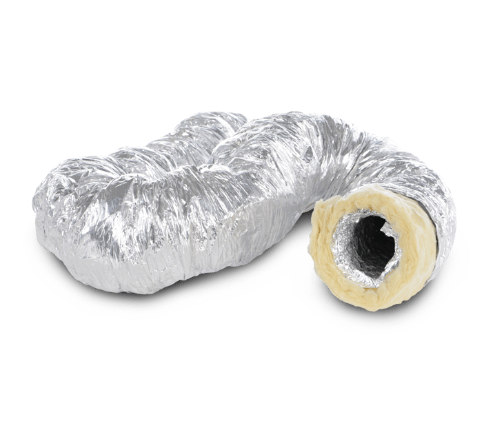 VORTICE - AFD-ACU 150-10: tubo flessibile con isolamento termo acustico, condotto in alluminio perforato, lana di vetro, pellicola d’alluminio rinforzata.