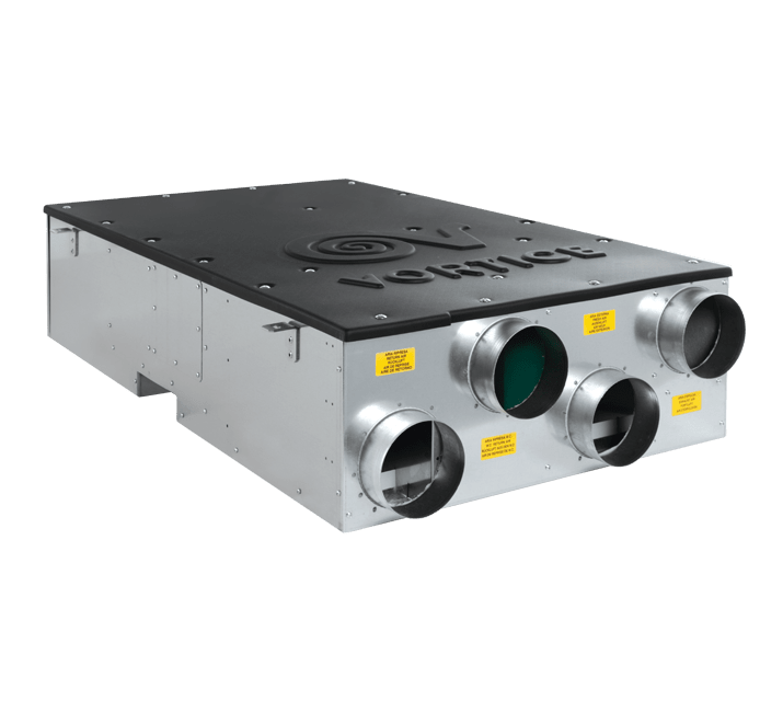 VORTICE - Vort HRI 260 DH RC, recuperatori di calore con deumidificazione, lamiera d'acciaio, motori EC, portata 80-125 m3/h, scambiatore efficiente.