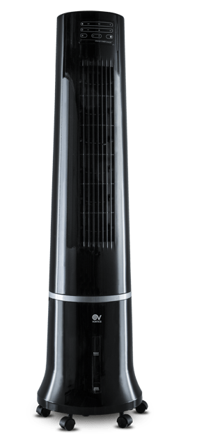 VORTICE - Ariante tower cooler, ventilatore oscillante da terra in abs nero, motore 3 velocità, telecomando, modalità brezza, serbatoio acqua, rotelle.