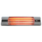 VORTICE - Thermologika design grigio, lampade a raggi infrarossi con fianchi in alluminio nero, gusci grigi, griglia in acciaio inox, staffa inclinabile.