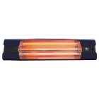 VORTICE - Thermologika design blu: lampade infrarossi con fianchi alluminio nero, gusci blu, griglia acciaio inox, staffa verniciata, 3 lampade 600W.