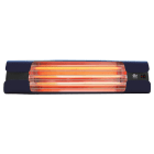 VORTICE - Thermologika design blu: lampade infrarossi con fianchi alluminio nero, gusci blu, griglia acciaio inox, staffa verniciata, 3 lampade 600W.