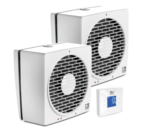 VORTICE - Kit vario 230/9 co2, aspiratori elicoidali da muro, 2 aspiratori vario, display co2, gestione automatica, IPX4, diametro 230 mm.