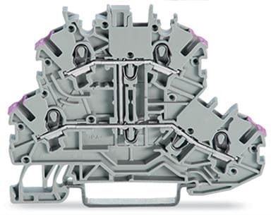 WAGO ELETTRONICA - Morsetto a due piani.Morsetto passante per 4 conduttori.L.grigio 2000-2208