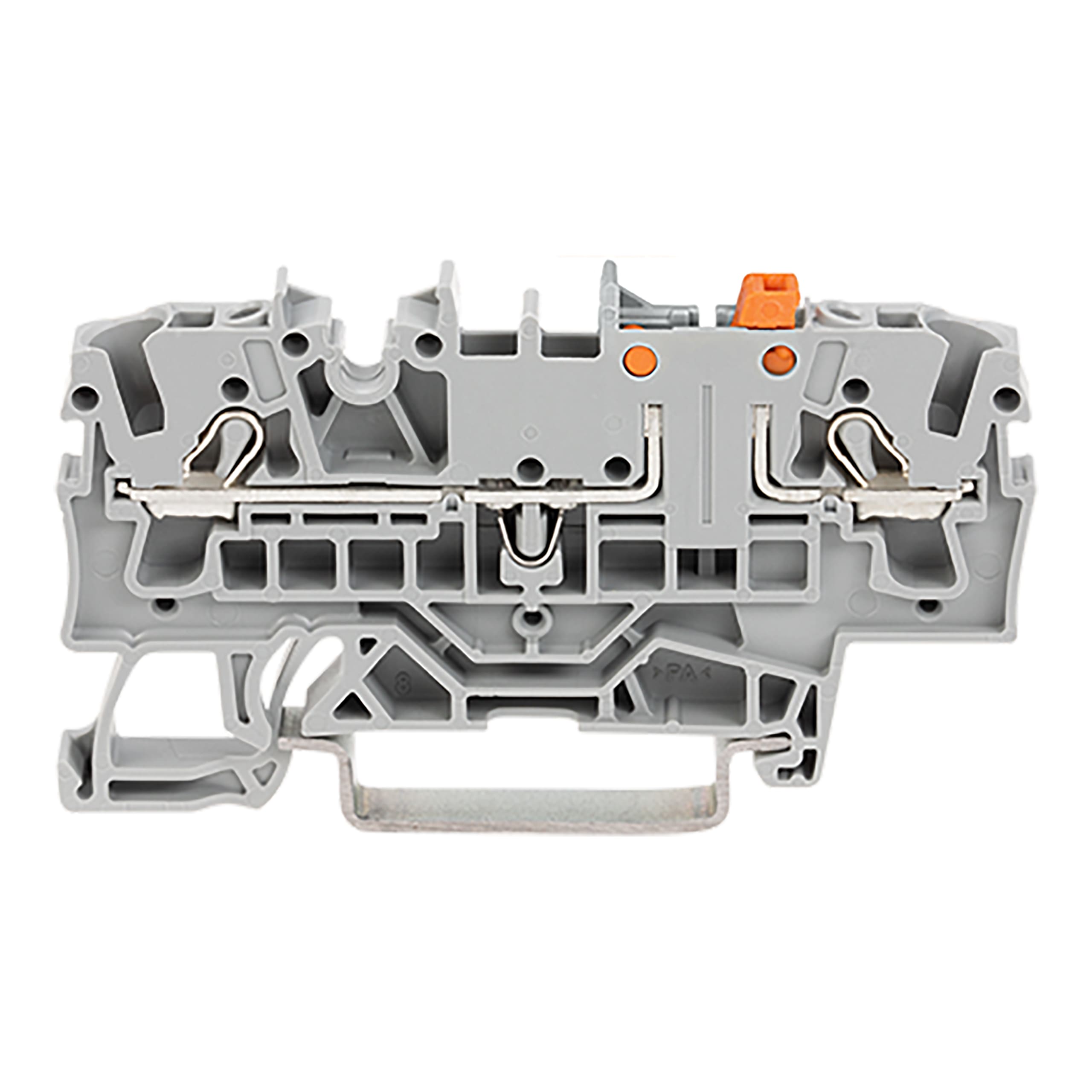 WAGO ELETTRONICA - Morsetto sezionatore/di test per 2 conduttori.con opzione per prova.leva sezionatrice arancione.grigio 2002-1671