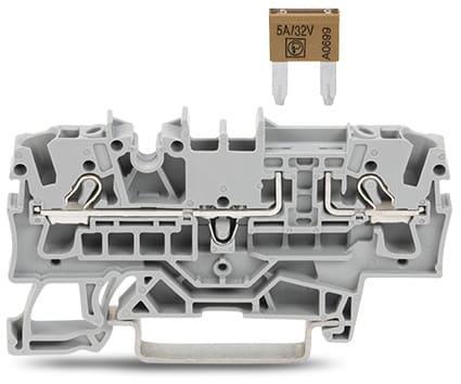 WAGO ELETTRONICA - Morsetto con fusibile per 2 conduttori.per mini-fusibili a lama da automobile.secondo DIN 7258-3f, ISO 8820-3.grigio