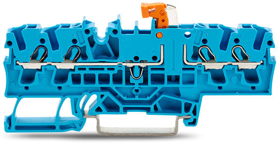 WAGO ELETTRONICA - Morsetto sezionatore/di test per 4 conduttori.con opzione per prova.leva sezionatrice arancione.blu 2002-1874