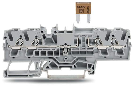 WAGO ELETTRONICA - Morsetto con fusibile per 4 conduttori.per mini-fusibili a lama da automobile.con opzione per prova.grigio 2002-1881