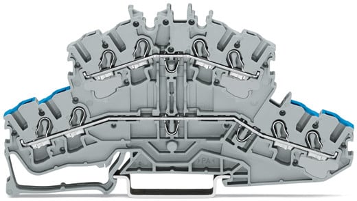 WAGO ELETTRONICA - Morsetto a due piani per 4 conduttori.Morsetto passante/passante.N/L.grigio 2002-2402