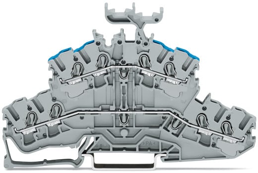 WAGO ELETTRONICA - Morsetto a due piani per 4 conduttori.Morsetto passante/passante.L/N.grigio 2002-2433