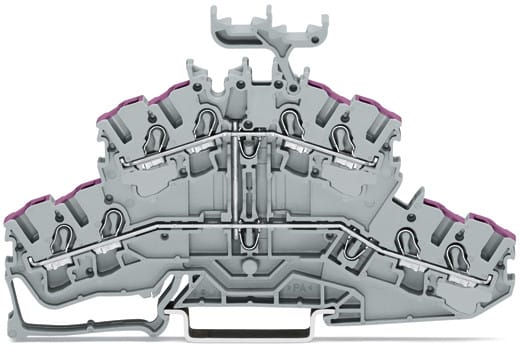 WAGO ELETTRONICA - Morsetto a due piani per 4 conduttori.Morsetto passante per 8 conduttori.L.grigio