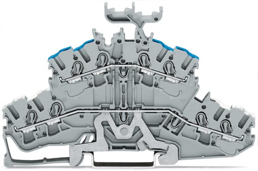 WAGO ELETTRONICA - Morsetto a due piani per 4 conduttori.Morsetto passante/per cavo schermato.2,5 mm².grigio 2002-2448