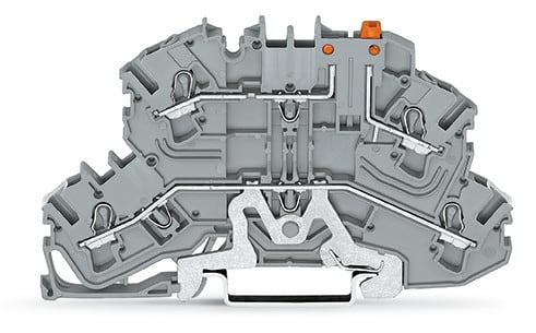 WAGO ELETTRONICA - Morsetto sezionatore a due piani.con sezionatore a coltello pivotante.per guida DIN 35 x 15 e 35 x 7,5.grigio 2002-2678