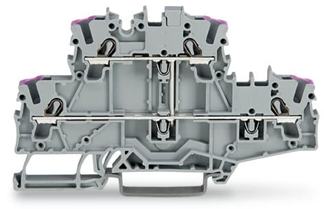 WAGO ELETTRONICA - Morsetto a due piani.Morsetto passante per 4 conduttori.L.grigio 2002-2708
