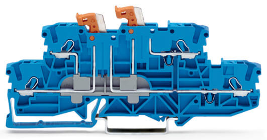 WAGO ELETTRONICA - Morsetto sezionatore doppio, a due piani.con 2 sezionatori a coltello pivotante.per guida DIN 35 x 15 e 35 x 7,5.blu