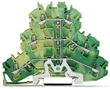 WAGO ELETTRONICA - Morsetto a tre piani.Morsetto per conduttore di terra per 6 conduttori.2,5 mm².verde-giallo 2002-3207