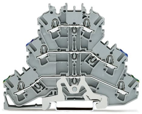 WAGO ELETTRONICA - Morsetto a tre piani.Morsetto per conduttore di terra/passante/passante.2,5 mm².grigio
