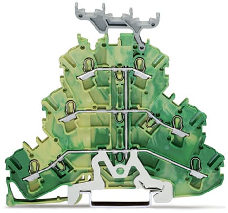 WAGO ELETTRONICA - Morsetto a tre piani.Morsetto per conduttore di terra per 6 conduttori.2,5 mm².verde-giallo 2002-3237
