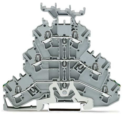 WAGO ELETTRONICA - Morsetto a tre piani.Morsetto per conduttore di terra/passante/passante.2,5 mm².grigio 2002-3257