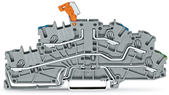 WAGO ELETTRONICA - Morsetto per installazione a più piani.con sezionatore a coltello pivotante.NTi/L/PE.grigio