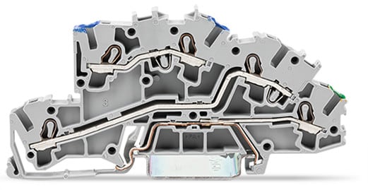 WAGO ELETTRONICA - Morsetto per installazione a più piani.N/L/PE.Push-in CAGE CLAMP®.grigio