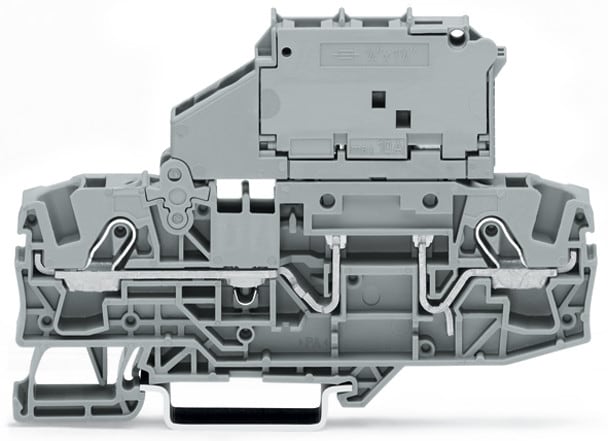 WAGO ELETTRONICA - Morsetto con fusibile per 2 conduttori.con portafusibile pivotante.per fusibile miniaturizzato 1/4 x 1 1/4 mm.grigio