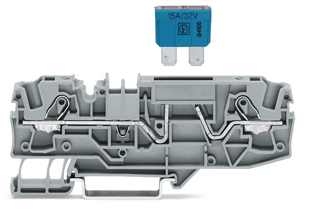 WAGO ELETTRONICA - Morsetto con fusibile per 2 conduttori.per fusibili a lama da automobile.con opzione per prova.grigio 2006-1681