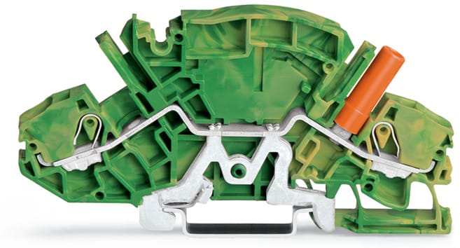 WAGO ELETTRONICA - Morsetto di terra per 2 conduttori.6 mm².con presa di test protetta dal contatto accidentale.verde-giallo 2007-8807