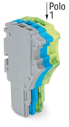 WAGO ELETTRONICA - Spina femmina per 1 conduttore.Push-in CAGE CLAMP®.1,5 mm².grigio, blu, giallo-verde