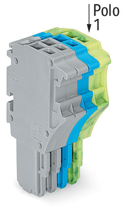 WAGO ELETTRONICA - Spina femmina per 1 conduttore.Push-in CAGE CLAMP®.1,5 mm².grigio, blu, giallo-verde