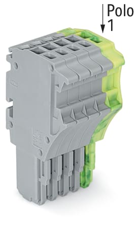 WAGO ELETTRONICA - Spina femmina per 1 conduttore.Push-in CAGE CLAMP®.1,5 mm².grigio, giallo-verde 2020-105/000-036