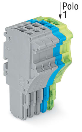 WAGO ELETTRONICA - Spina femmina per 1 conduttore.Push-in CAGE CLAMP®.1,5 mm².grigio, blu, giallo-verde