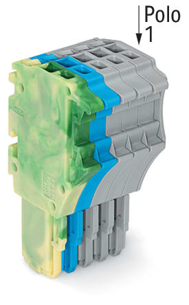 WAGO ELETTRONICA - Spina femmina per 1 conduttore.Push-in CAGE CLAMP®.1,5 mm².giallo-verde/blu/grigio