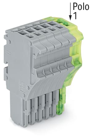 WAGO ELETTRONICA - Spina femmina per 1 conduttore.Push-in CAGE CLAMP®.1,5 mm².grigio, giallo-verde
