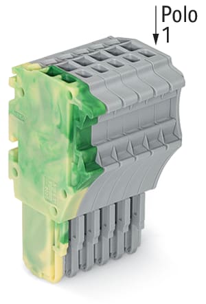 WAGO ELETTRONICA - Spina femmina per 1 conduttore.Push-in CAGE CLAMP®.1,5 mm².giallo-verde/grigio