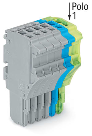 WAGO ELETTRONICA - Spina femmina per 1 conduttore.Push-in CAGE CLAMP®.1,5 mm².grigio, blu, giallo-verde